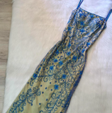 Elegant Sheath Chiffon Beaded Long Prom Dresses, Spaghetti Straps Formal Evening Dress HZ1024