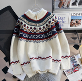 Isle Turtleneck Thickened Vintage Preppy Zipper long sleeves Cardigan HZ1024