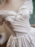 Off Shoulder Satin White Short Prom Dress, White Homecoming Dress HZ1024