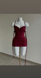 Bodycon Spaghetti Strap Formal Dress Short Party Dress Satin Burgundy Homecoming Dress HZ1024