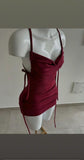 Bodycon Spaghetti Strap Formal Dress Short Party Dress Satin Burgundy Homecoming Dress HZ1024