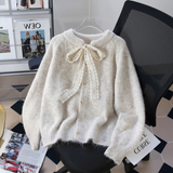 lace lace-up thickened soft knitted cardigan HZ1024
