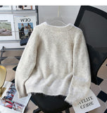 lace lace-up thickened soft knitted cardigan HZ1024