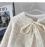 lace lace-up thickened soft knitted cardigan HZ1024