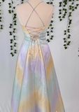 Spaghetti Strap A-Line Chiffon Beading Prom DressBackless Birthday Party Dress HZ1024