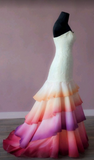 Strapless Mermaid Tiered Tulle Long Prom Dress Appliques Formal Evening Dress HZ1024
