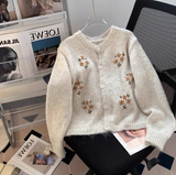 Style Round Neck Embroidered Knitted Cardigan Sweater HZ1024