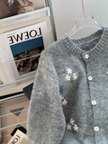 Style Round Neck Embroidered Knitted Cardigan Sweater HZ1024