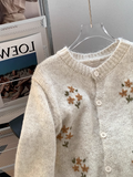 Style Round Neck Embroidered Knitted Cardigan Sweater HZ1024