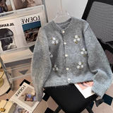 Style Round Neck Embroidered Knitted Cardigan Sweater HZ1024