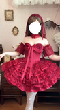 Off-the-shoulder Ball Gown Lace Short Prom Dress Burgundy Birthday Dress Lolita Dress HZ1024