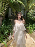 holiday chiffon ruffled suspender dress HZ1024