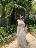 holiday chiffon ruffled suspender dress HZ1024