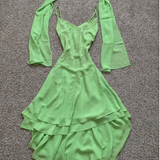 Spaghetti Strap Sheath Chiffon Short Prom Dresses Green Homecoming Dresses HZ1024