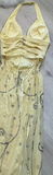 Halter Sheath Chiffon Beaded Long Prom Dress Backless Yellow Formal Evening Dress HZ1024