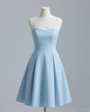 A-line Short Prom Dresses, Sweetheart Formal Dresses, Sky Blue Homecoming Dresses HZ1024