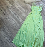 Spaghetti Strap Sheath Beaded Long Prom Dresses, Green Formal Evening Dresses HZ1024