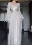 Off-the-shoulder Sheath Long Prom Dresses, Long-sleeved Formal Evening Dresses HZ1024