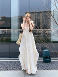 holiday style French A-line halter neck backless long dress HZ1024