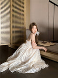 holiday style French A-line halter neck backless long dress HZ1024