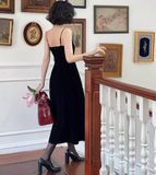 Kong style retro red velvet suspender dress HZ1024