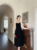 Kong style retro red velvet suspender dress HZ1024