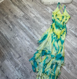 Halter Sheath Beaded Chiffon Prom Dresses, Yellow Homecoming Dresses HZ1024