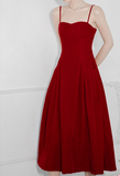 Kong style retro red velvet suspender dress HZ1024