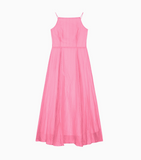 holiday style a-line pink sleeveless backless suspender dress HZ1024
