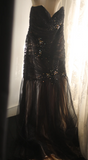 Sweetheart Mermaid Tulle Beaded Long Prom Dresses, Black Formal Dresses HZ1024