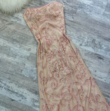 Strapless Sheath Chiffon Beaded Long Prom Dresses, Sparkly Backless Formal Evening Dresses HZ1024
