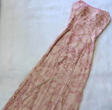 Strapless Sheath Chiffon Beaded Long Prom Dresses, Sparkly Backless Formal Evening Dresses HZ1024