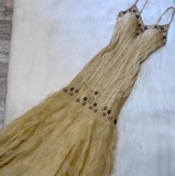 Spaghetti Strap Sheath Chiffon Beaded Long Prom Dresses, Yellow Formal Evening Dresses HZ1024