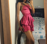 Spaghetti Straps Sheath Jacquard Satin Short Prom Dresses, Red Homecoming Dresses Sweet Birthday Dresses HZ1024