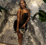 Strapless Bodycon Short Prom Dresses, Black Homecoming Dresses, Sequined Birthday Dresses HZ1024