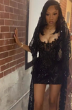 Strapless Sheath Tulle Short Prom Dresses, Black Homecoming Dresses, Sleeveless Birthday Dresses HZ1024