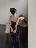 backless printed lace suspender hip skirt HZ1024