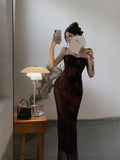backless printed lace suspender hip skirt HZ1024