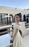 Off-the-shoulder A-Line Short Prom Dresses, Apricot Homecoming Dresses, Sweet Birthday Dresses HZ1024