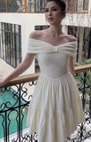 Off-the-shoulder A-Line Short Prom Dresses, Apricot Homecoming Dresses, Sweet Birthday Dresses HZ1024