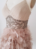 Spaghetti Strap Bodycon Short Prom Dresses, Sleeveless Homecoming Dresses Pink Birthday Dresses HZ1024