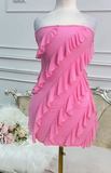 Strapless Sheath Chiffon Short Prom Dresses, Pink Homecoming Dresses Birthday Dresses HZ1024