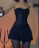 Strapless Bodycon Chiffon Short Prom Dresses, Black Homecoming Dresses Birthday Dresses HZ1024