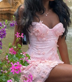Spaghetti Strap Sheath Beaded Applique Short Prom Dresses Pink Homecoming Dresses Sweet Birthday Dresses HZ1024