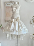 Strapless Ball Gown Satin Short Prom Dresses White Homecoming Dresses Birthday Dresses HZ1024