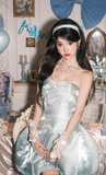 Strapless Ball Gown Satin Short Prom Dresses Sleeveless Homecoming Dresses Birthday Dresses HZ1024