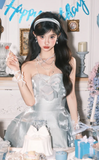 Strapless Ball Gown Satin Short Prom Dresses Sleeveless Homecoming Dresses Birthday Dresses HZ1024