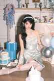 Strapless Ball Gown Satin Short Prom Dresses Sleeveless Homecoming Dresses Birthday Dresses HZ1024
