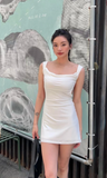 Strapless Sheath Short Prom Dresses, White Homecoming Dresses, Backless Birthday Dresses HZ1024