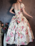 V-neck Ball Gown Floral Prom Dresses HZ1024